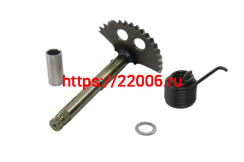 Вал кикстартера с сектором GY6-125, 150, FT150T(1215) (с пружиной возвратной) (общая длина 165 мм)