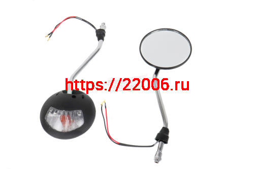 Зеркала (072) пласт.(круглое, черные, поворотник) (в уп. 50 пар)