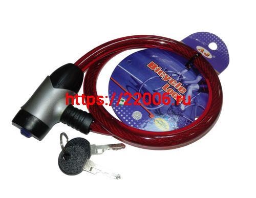 Замок для велосипеда с ключом тросовый 12х800мм, два ключа, противоугонный 84353