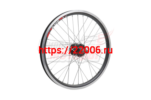 Обод 20" 2-х слойный (алюм.) задний в сборе с втулкой под диск на 6 болтов, под трещетку, черный Обод 20" 2-х слойный (алюм.) задний в сборе с втулкой под диск на 6 болтов, под трещетку, черный