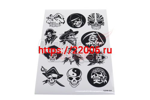 Наклейки: черепа черно-белые MV22A4D034 (12 элементов)(21х30) Наклейки: черепа черно-белые MV22A4D034 (12 элементов)(21х30)