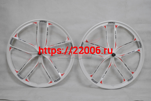 Обода 26" ЛИТЫЕ (10 ЛУЧЕЙ) передний+задний (КОМПЛ.) под трещетку,БЕЛЫЙ