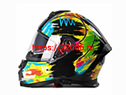 Мотошлем VIRTUE MD-820 закрытый с визором черный с разноцветным рисунком (XL) Мотошлем VIRTUE MD-820 закрытый с визором черный с разноцветным рисунком (XL)