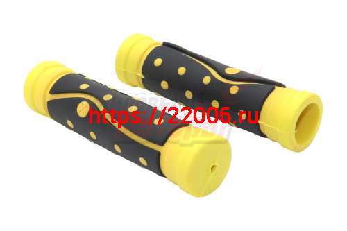 Ручки руля вело 120мм (пара) "Точка" чёрно-жёлтые Ручки руля вело 120мм (пара) "Точка" чёрно-жёлтые