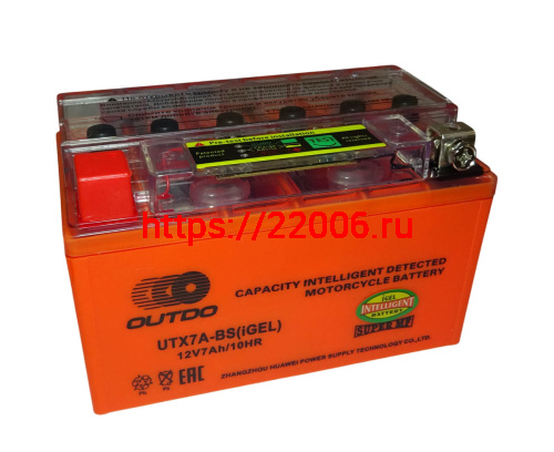Аккумулятор 12В 7 А/ч UTX7A-BS iGEL, OUTDO (150х86х94) прямая пол. Аккумулятор 12В 7 А/ч UTX7A-BS iGEL, OUTDO (150х86х94) прямая пол.