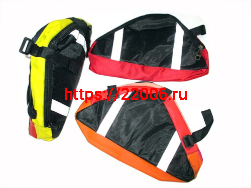 Велосумка подрамная передн.треугольная, с цветными вставками с отражающей лентой Велосумка подрамная передн.треугольная, с цветными вставками с отражающей лентой