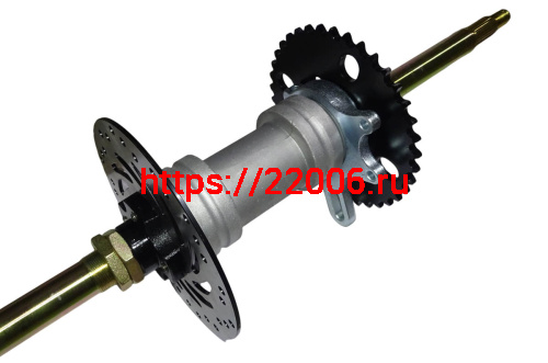 Ось задняя ATV Jaeger 2 в сборе М20*810мм (корпус поднипника, диск тормоза, звезда) фото 2 Ось задняя ATV Jaeger 2 в сборе М20*810мм (корпус поднипника, диск тормоза, звезда) фото 2