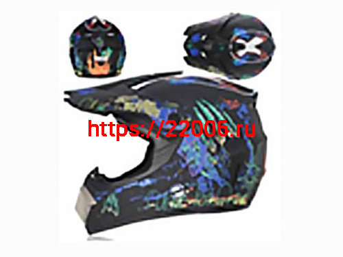 Мотошлем VIRTUE MD-905 Кросс черный матовый с синим граффити (L) Мотошлем VIRTUE MD-905 Кросс черный матовый с синим граффити (L)