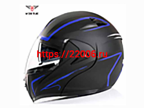 Мотошлем VIRTUE MD-808 трансформер с визором черно-синий матовый (S)