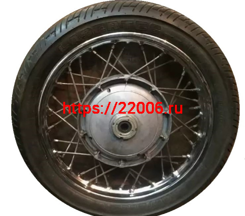 Колесо 19" в сборе с резиной, железный барабан, хромированный обод Урал Колесо 19" в сборе с резиной, железный барабан, хромированный обод Урал