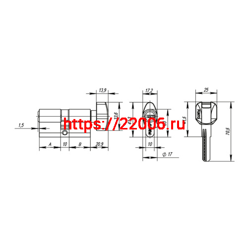Цилиндровый Punto (Пунто) механизм MaxPro7002Knob52mm(21+10+21) SN мат.никель 7key с вертушкой фото 3 Цилиндровый Punto (Пунто) механизм MaxPro7002Knob52mm(21+10+21) SN мат.никель 7key с вертушкой фото 3