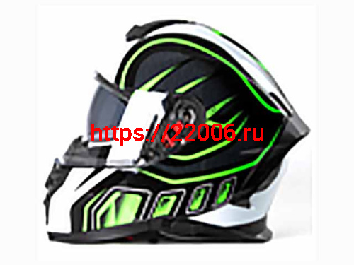 Мотошлем VIRTUE MD-820 закрытый с визором черный с зелено-белым рисунком (L) Мотошлем VIRTUE MD-820 закрытый с визором черный с зелено-белым рисунком (L)
