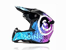 Мотошлем VIRTUE MD-902 Кросс черный с голубо-фиолетовым граффити (L)