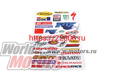 Наклейки: Maviic, Look, Shiimano, Sram, Michelin и др. MV22A4C035 (32 элемента)(21х30) Наклейки: Maviic, Look, Shiimano, Sram, Michelin и др. MV22A4C035 (32 элемента)(21х30)