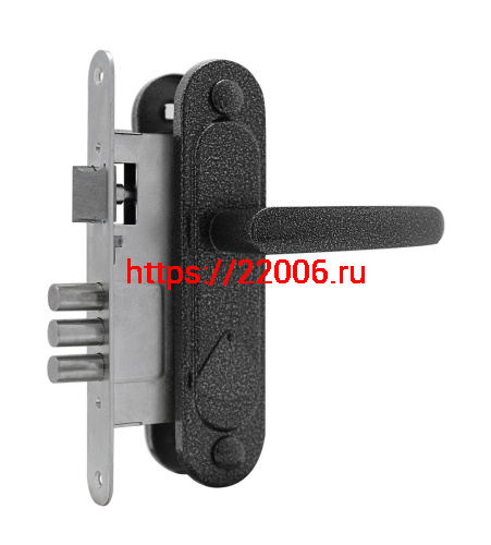 Замок Omega (Омега) врезной сувальдный с защёлкой в комплекте с ручкой ЗВ9.1-01 (серебро), 3 кл.